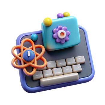 dramatisch kreativ Quantum Computer Programmierung Symbol ausgeschnitten mit Tastatur png