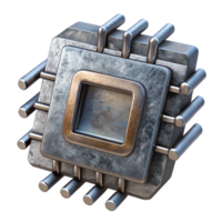 elegant artistic Quantum Computer Processor Cutout with Metallic Finish high resolution png