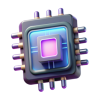 serene contemporary Quantum Computing Chip Cutout with Glow Effect high resolution png