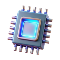 dramatic abstract Quantum Computing Chip Cutout with Glow Effect authentic png
