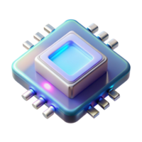 serene minimalist Quantum Computing Chip Transparent Background with Glow original png