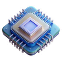 wonderful abstract Quantum Computing Chip with Circuitry Design Transparent Background detailed png