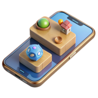 impressive contemporary Realistic 3d Smartphone Showing Ar Game Interface Transparent Background high quality png