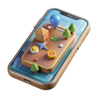 serene classic Realistic 3d Smartphone Showing Ar Game Interface Transparent Background professional png