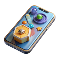 serene vintage Realistic 3d Smartphone Showing Ar Game Interface Transparent Background detailed png