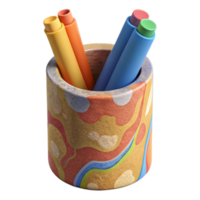 beautiful abstract Recycled Cardboard Tube Pencil Holder Isolated with Colorful Design original png