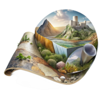 magnificent minimalist Recycled Magazine Collage Landscape Transparent Background authentic png
