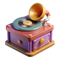 dramatic rustic Retro Record Player Isolated on Transparent Background original png