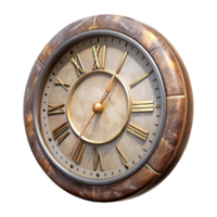 serene minimalist Retro Wall Clock Transparent Background with Roman Numerals professional png