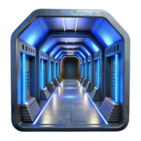 serene modern Sci Fi Corridor with Blue Lighting Isolated Element authentic png