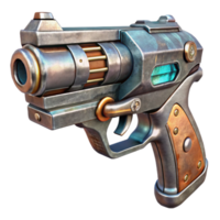 serene rustic Sci Fi Gun Side View with Metallic Finish Isolated authentic png