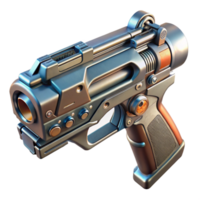 extraordinary vintage Sci Fi Gun Top View with Metallic Finish Cutout high resolution png
