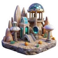 serene abstract Sci Fi Structures in Virtual Reality Landscape Cutout original png