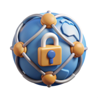 stunning minimalist Secure Network Node Icon with World Map Cutout genuine png
