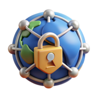 serene contemporary Secure Network Node Icon with World Map Cutout exclusive png