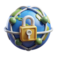 stunning classic Secure Network Node Icon with World Map Cutout high resolution png