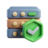 beautiful creative Secure Server Illustration with Green Checkmark Transparent Background premium png