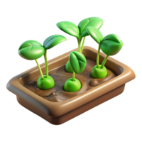 impressive rustic Seedling Tray Green Sprouts Transparent Background detailed png