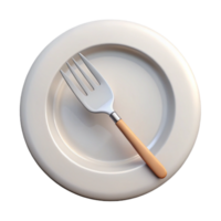 impressive minimalist Simple White Plate with Fork Transparent Background high quality png