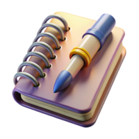 elegant abstract Spiral Notebook and Pen Side View Isolated high resolution png