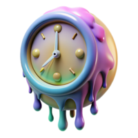 stunning abstract Surreal Clock Face Dripping Paint Transparent Background authentic png
