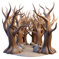 vibrant minimalist Surreal Forest Cutout with Twisted Trees premium png