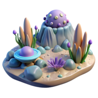 magnificent classic Synthetic Landscape with Alien Flora Transparent Background png