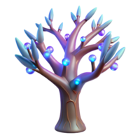 extraordinary artistic Synthetic Tree with Glowing Branches Transparent Background high resolution png