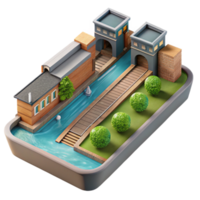 extraordinary contemporary Urban Canal System Top View Isolated Element png