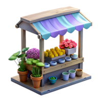 beautiful classic Urban Flower Market Stall Isolated on Transparent Background authentic png