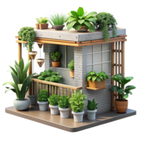 vibrant traditional Urban Jungle Balcony Garden Isolated Element high resolution png