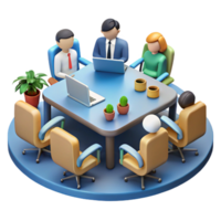 serene artistic Virtual Conference Room with Table and Chairs Isolated high resolution png