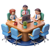 impressive abstract Virtual Conference Room with Table and Chairs Isolated high quality png