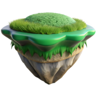 stunning modern Virtual Floating Island with Green Grass Transparent Background high quality png