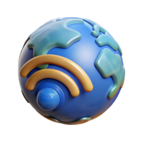 vibrant classic Wireless Network Icon Globe and Signal Transparent Background high resolution png