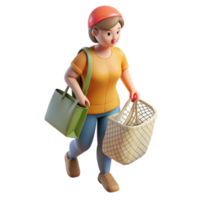 stunning modern Woman Carrying Reusable Shopping Bag Top View original png