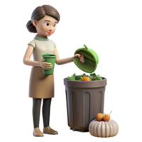 beautiful rustic Woman Composting Food Scraps Side View Cutout high quality png