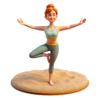 serene abstract Woman Doing Yoga Pose on Beach Isolated exclusive png