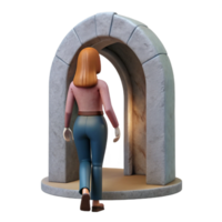 Maravilhoso artístico mulher entrando portal costas Visão isolado elemento profissional png