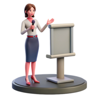 extraordinary modern Woman Giving Presentation on Stage Isolated original png