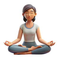 serene contemporary Woman Meditating Peaceful Pose Isolated on Transparent Background high quality png