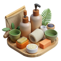 magnificent rustic Zero Waste Bathroom Essentials Top View Transparent Background professional png