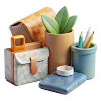 beautiful traditional Zero Waste Office Supplies Flat Lay Transparent Background high resolution png