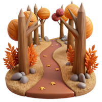 wonderful vintage Secluded Forest Trail Fallen Leaves Cutout authentic png