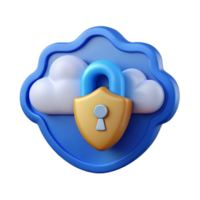 elegant creative Secure Data Cloud Icon with Blue Shield Cutout Element professional png