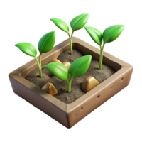 stunning modern Seedling Tray with Young Plants Top View Isolated Element authentic png