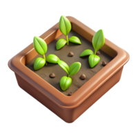 beautiful minimalist Seedling Tray with Young Plants Top View Isolated Element detailed png