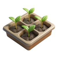 elegant creative Seedling Tray with Young Plants Top View Isolated Element png