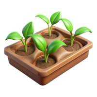dramatic traditional Seedling Tray with Young Plants Top View Isolated Element high resolution png