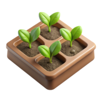beautiful creative Seedling Tray with Young Plants Top View Isolated Element high resolution png